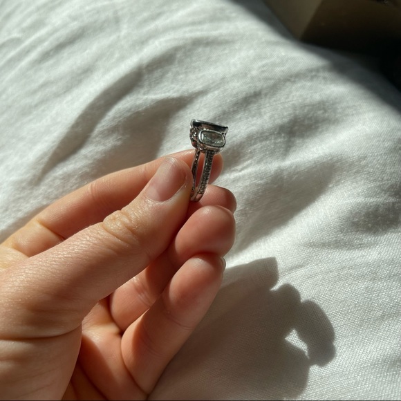 Synthetic Diamond Engagement Ring stackable sterling silver cubic zirconia - Picture 9 of 11